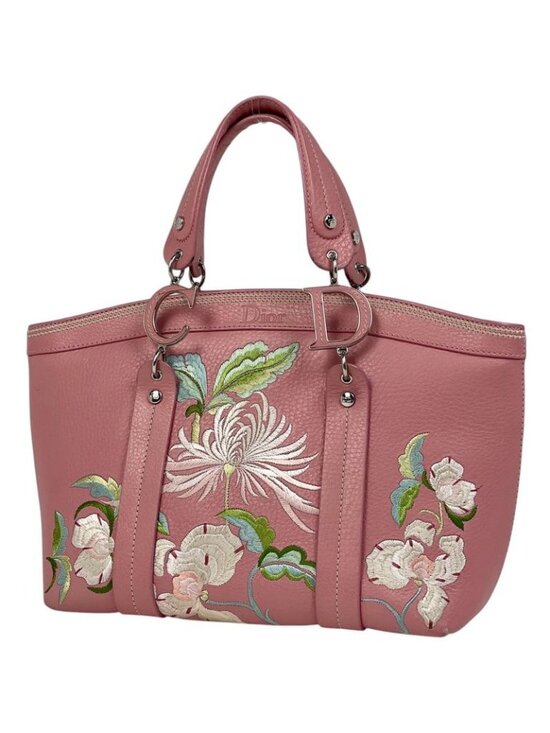Dior Handbags - ★SOLD★ Dior Logo Handbag Flower Embroidery Leather Pink